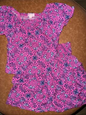 Lemon Kiss Girls Small 6x Pink Floral Two-Piece Skort Set